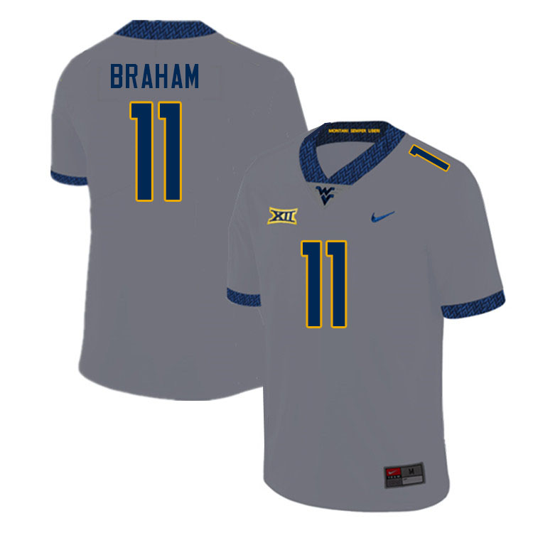 Men #11 Cortez Braham West Virginia Mountaineers College Football Jerseys Sale-Gray